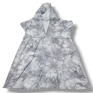 Dotti Dress Size Large Women's DOTTI A-Line Dress Short Sleeve Hooded Dress Gray